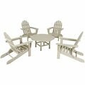 Polywood Classic 5-Piece Sand Patio Set with 4 Folding Adirondack Chairs 633PWS1191SA